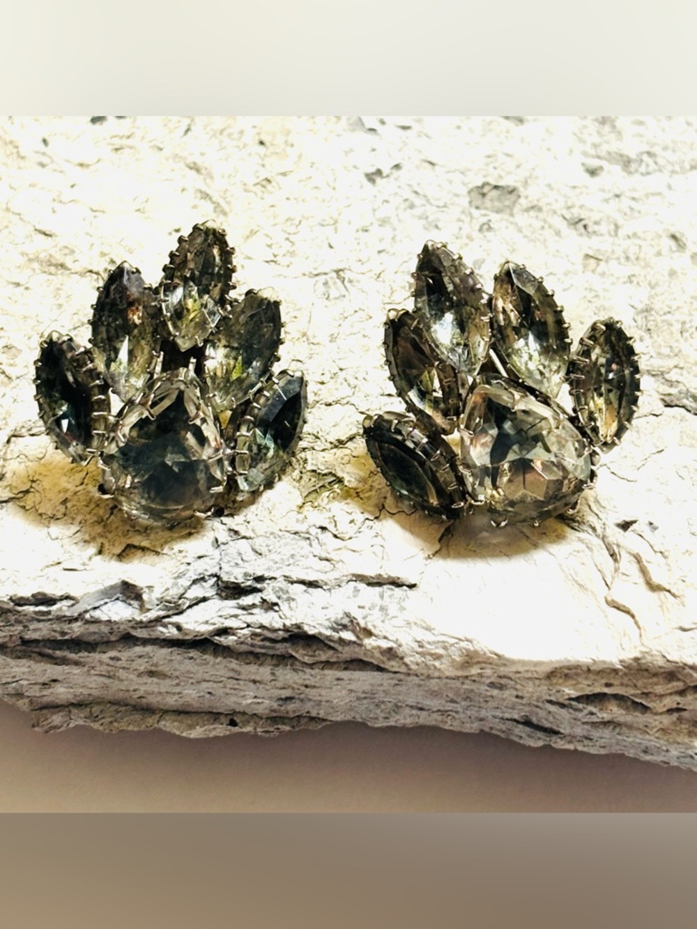 Elegant Juliana (D&E) Smokey Crystal Cluster Clip-On Earrings - Picture 4 of 7